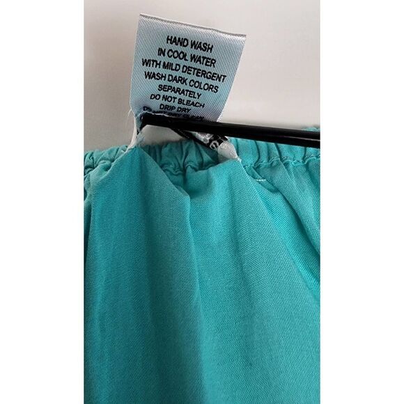 Woman's Tunic Top Blouse Aqua Blue Krista Lee Tranquil Embroidery Beaded Hi-Lo - Picture 11 of 11